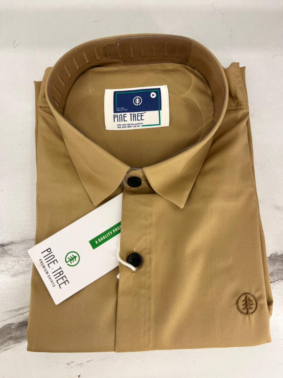 PLAIN IMPORTANT SATIN SHIRT CAMEL BROWN