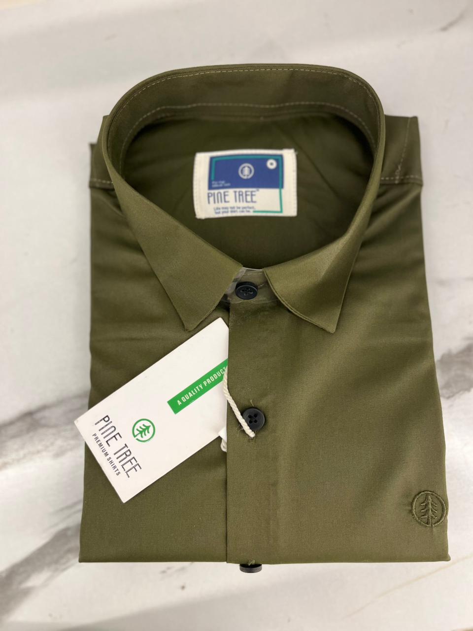 PLAIN IMPORTANT SATIN SHIRT OLIVE GREEN
