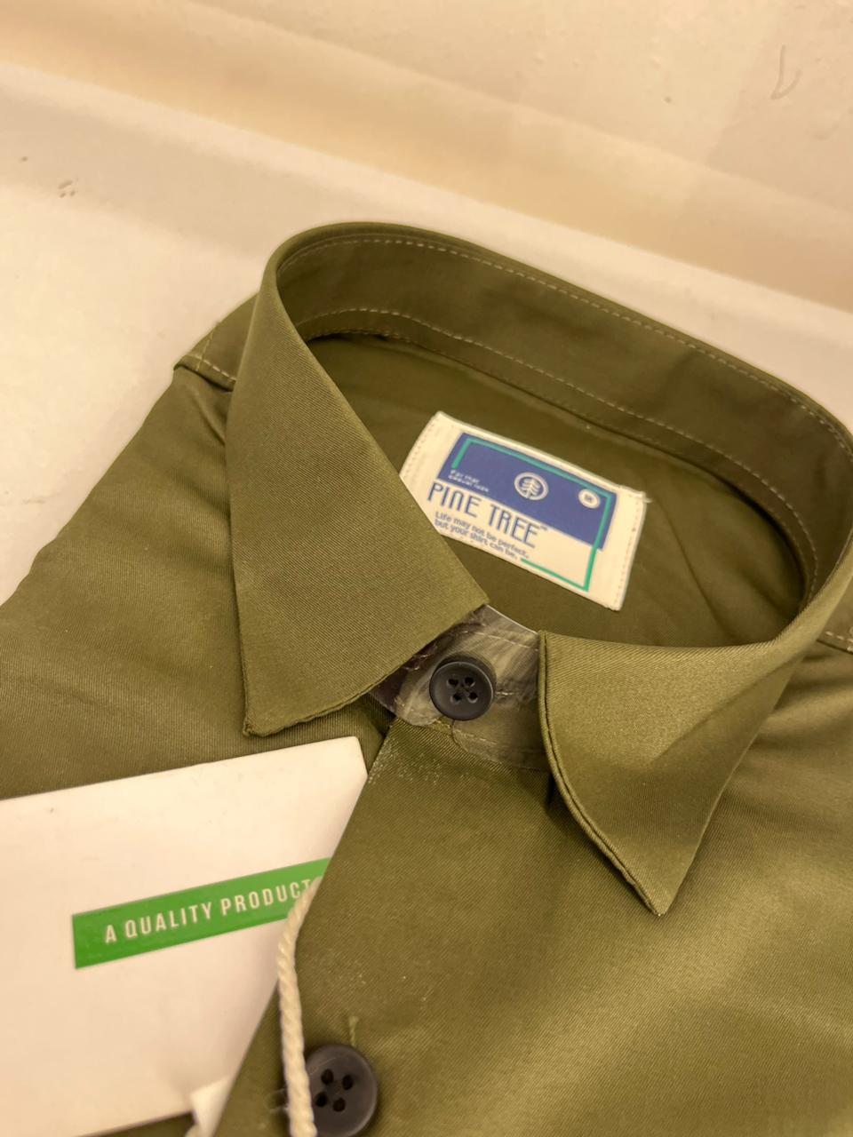 PLAIN IMPORTANT SATIN SHIRT OLIVE GREEN - Image 2