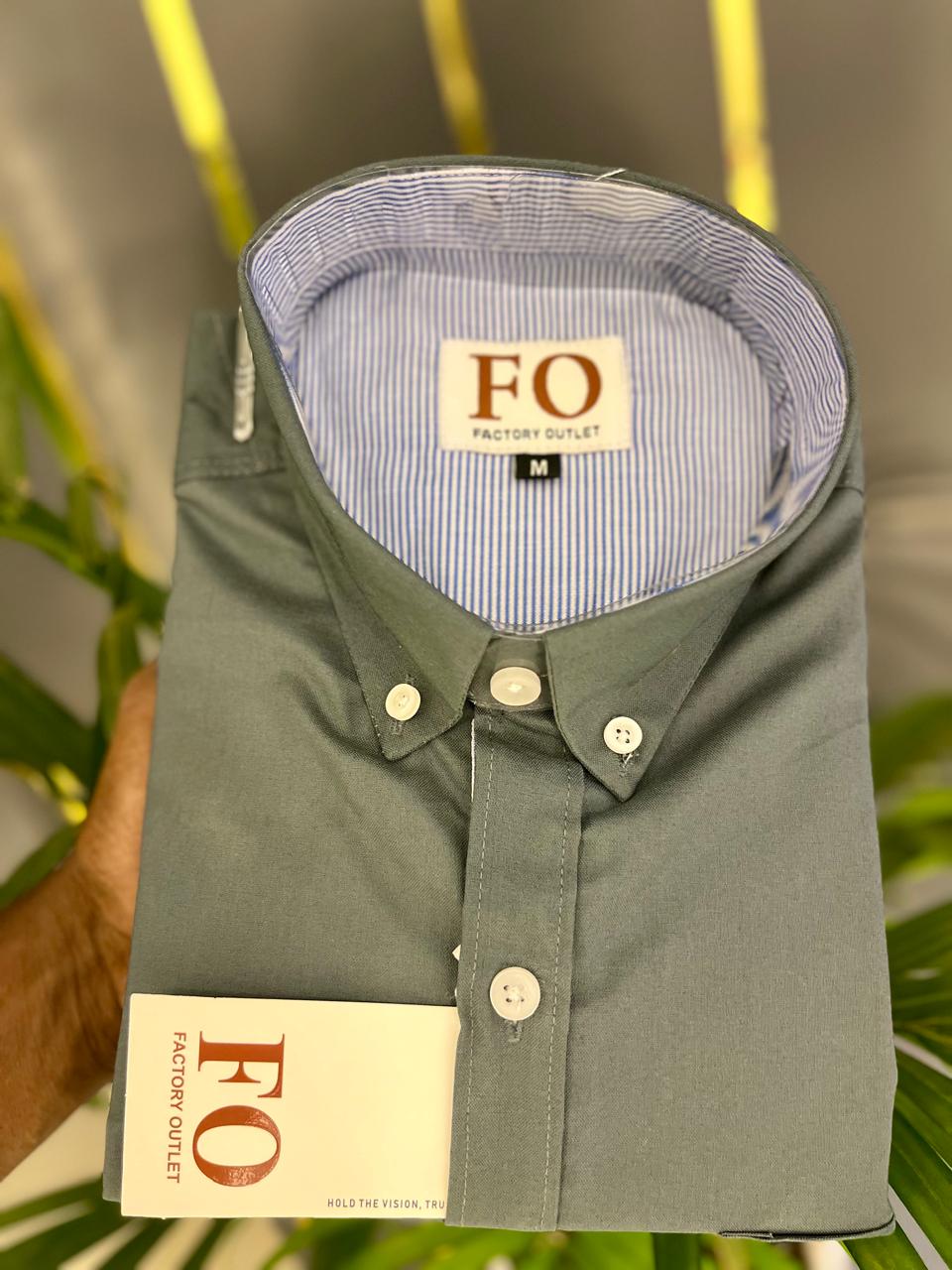 OXFORD LYCRA PLAIN SHIRT OLIVE GREEN