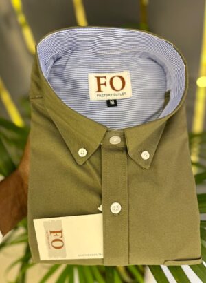 OXFORD LYCRA PLAIN SHIRT MOSS GREEN