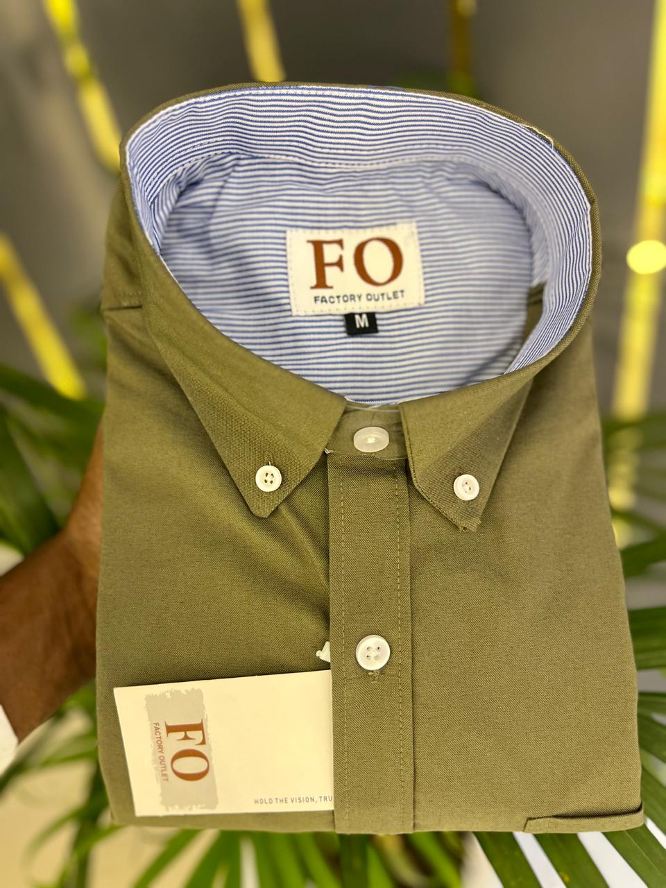 OXFORD LYCRA PLAIN SHIRT MOSS GREEN