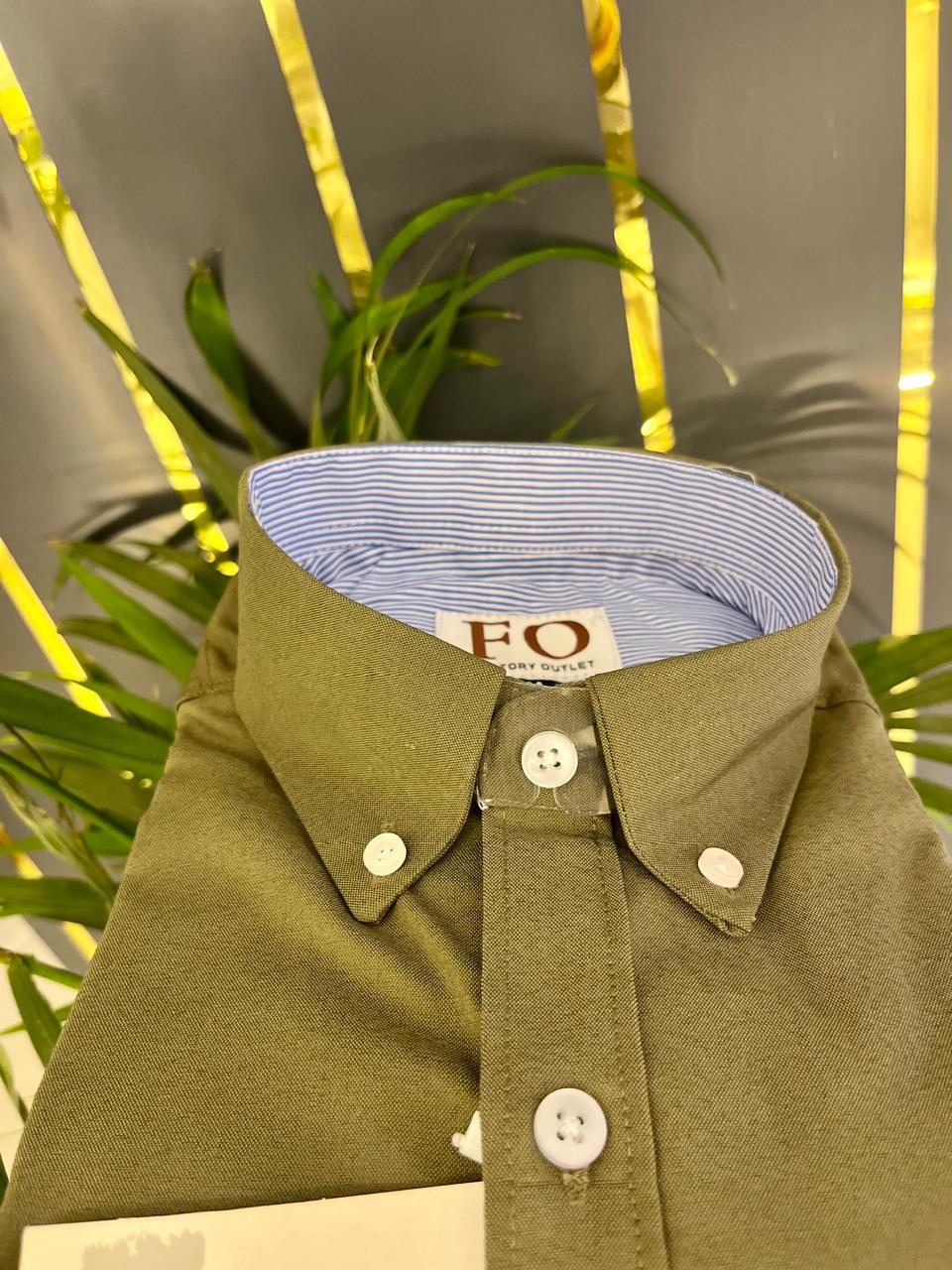 OXFORD LYCRA PLAIN SHIRT MOSS GREEN - Image 3