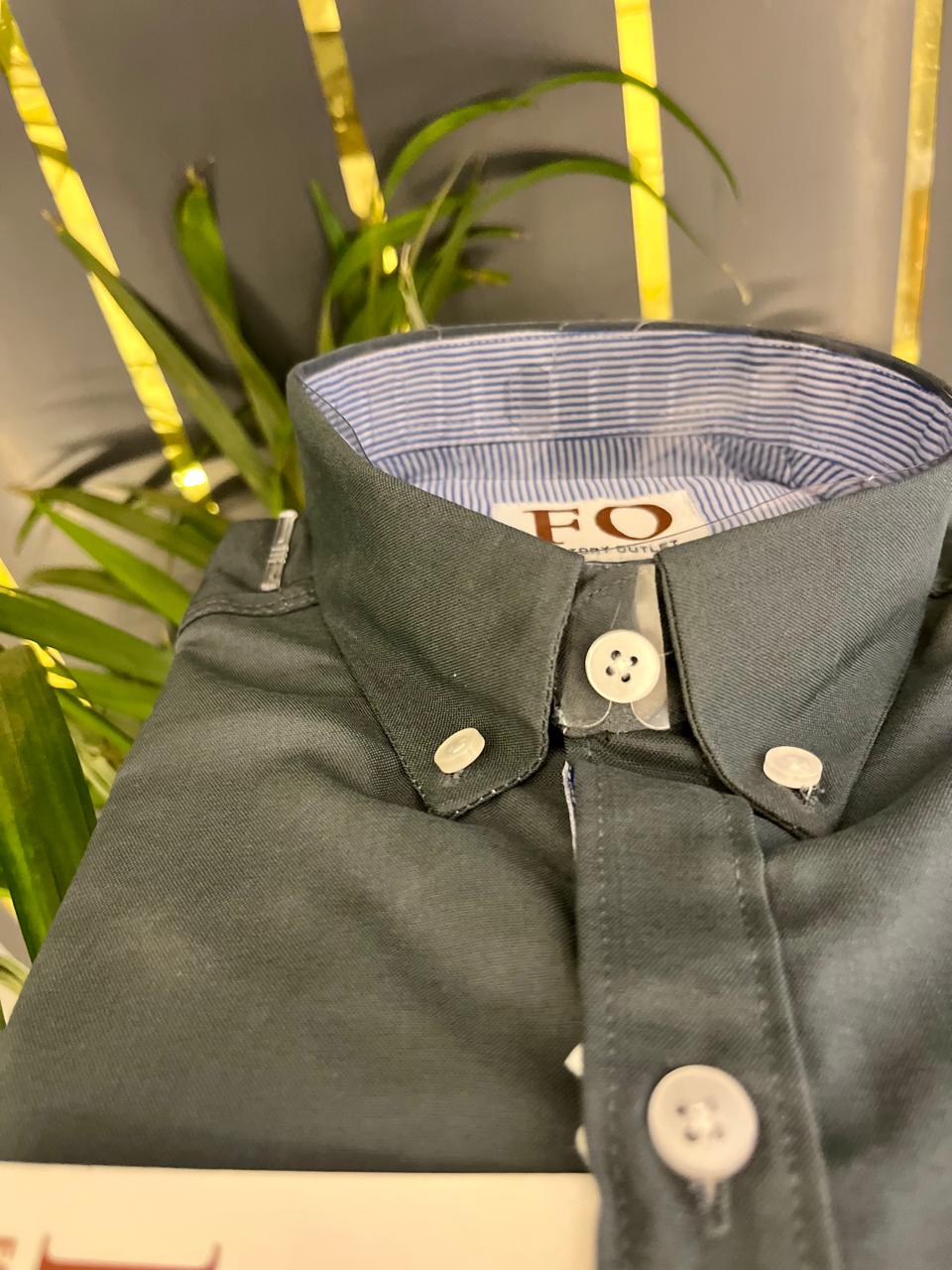 OXFORD LYCRA PLAIN SHIRT OLIVE GREEN - Image 4
