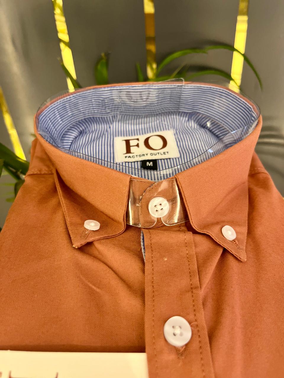 OXFORD LYCRA PLAIN SHIRT DARK ORANGE - Image 5