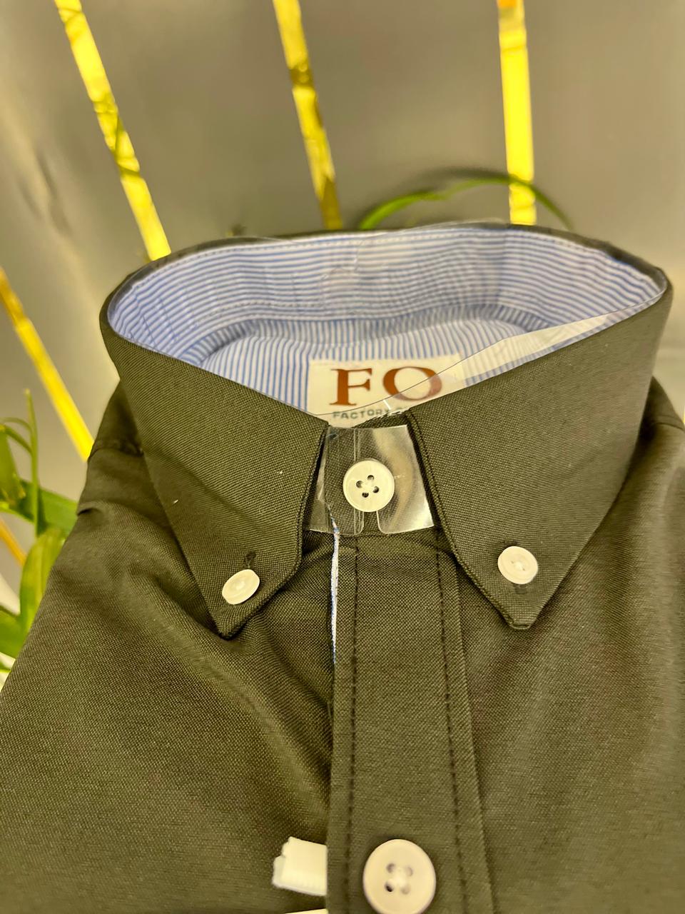 OXFORD LYCRA PLAIN SHIRT BLACK - Image 3