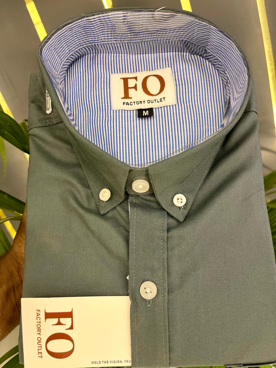 OXFORD LYCRA PLAIN SHIRT OLIVE GREEN - Image 3